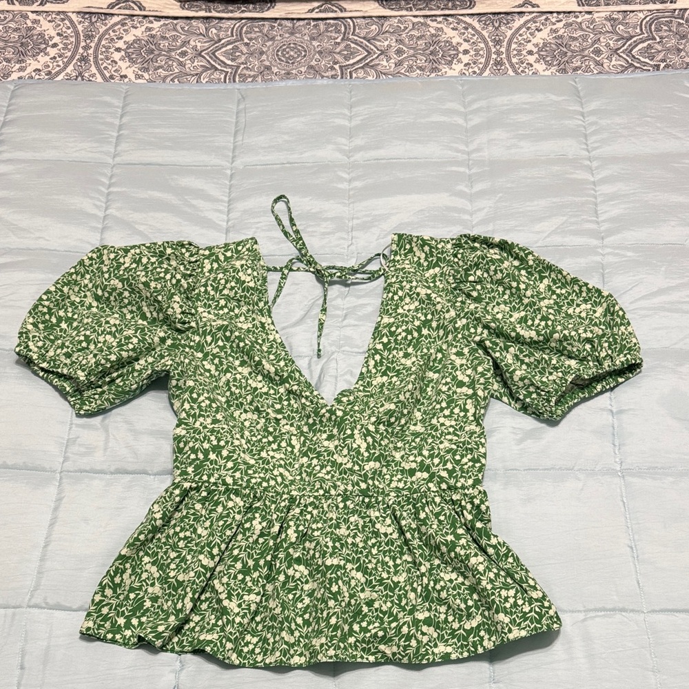 Green Floral Women's Top